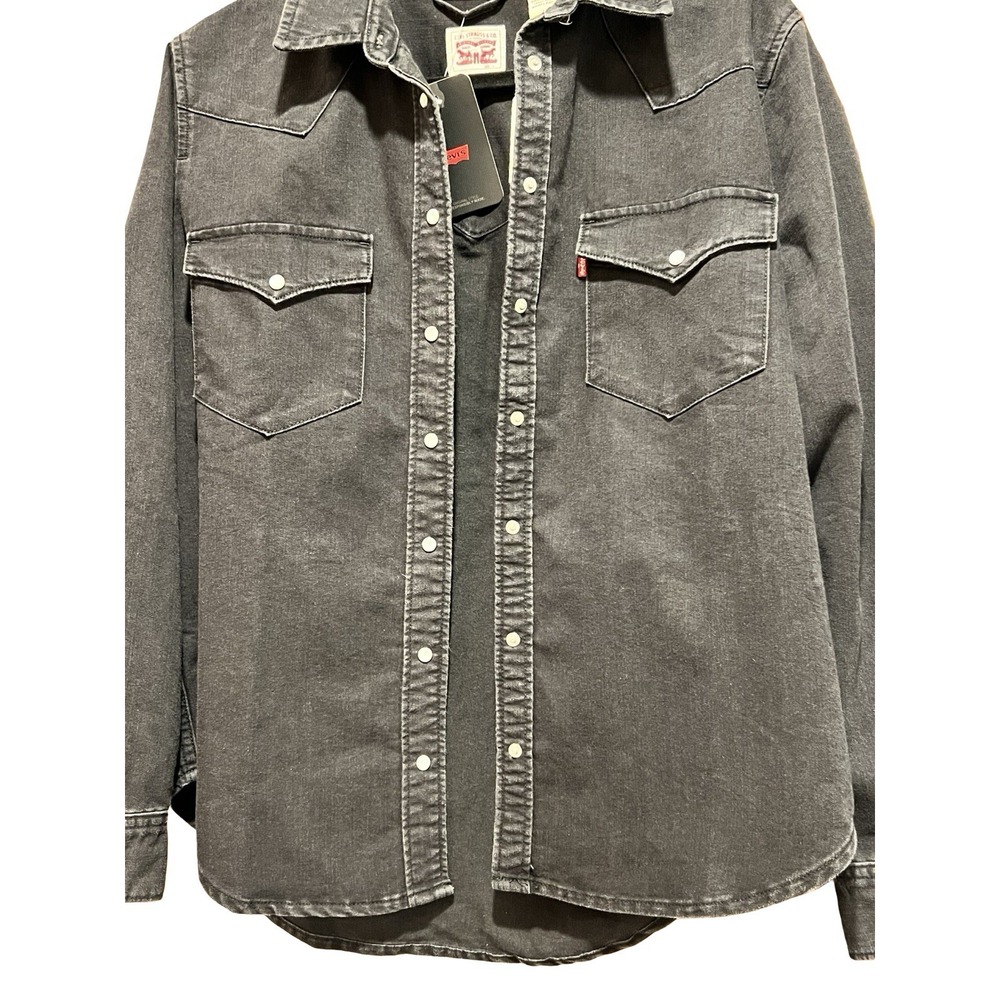 Levi's Mens Barstow Classic Western Denim Pearl Snap Button Casual Dress Shirt M - Picture 4 of 6
